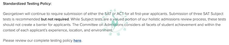 乔治城大学SAT/ACT要求