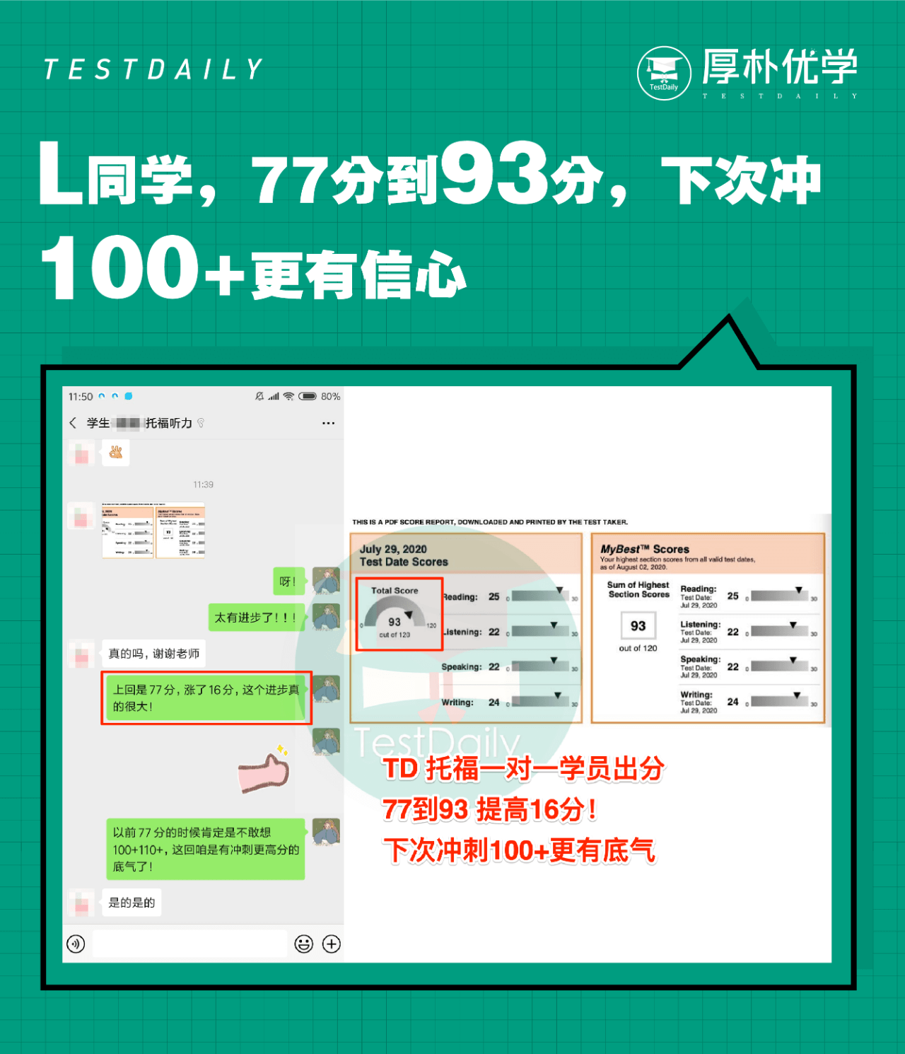 TD 托福1对1培训学员7月出分啦！一大波高分来袭......|托福一对一培训-托福1对1辅导费用