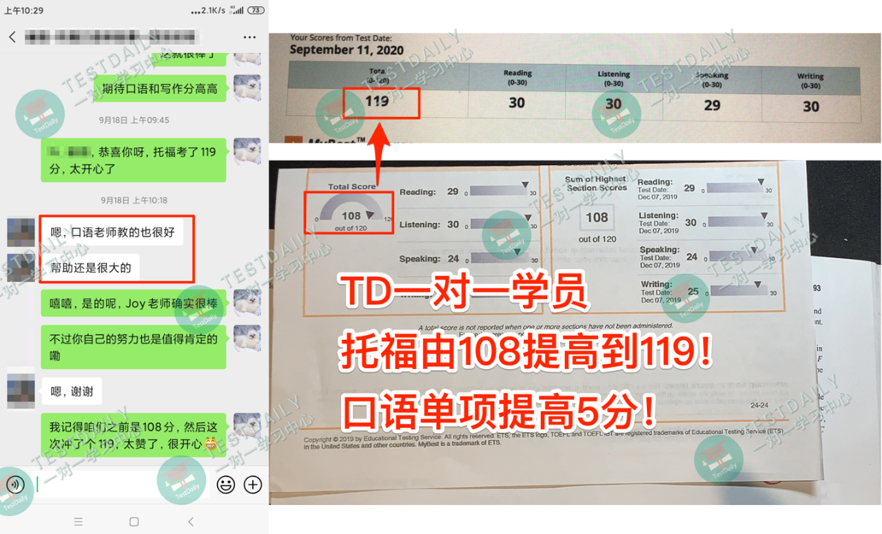 托福考试从108到119，口语怒提5分冲刺到29，TD如何帮他突破备考瓶颈｜TD一对一托福培训