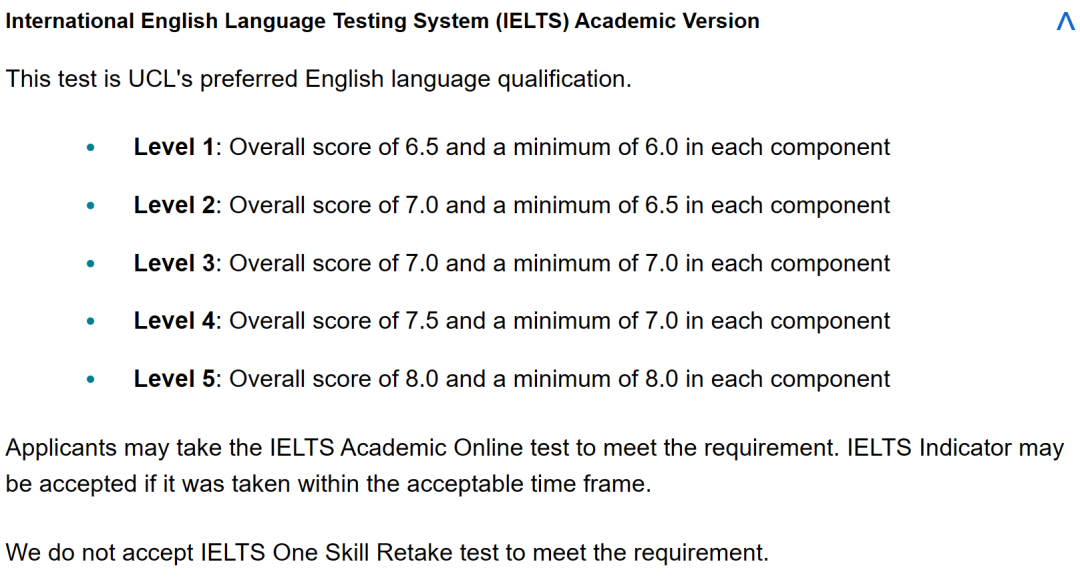 UCL雅思成绩要求