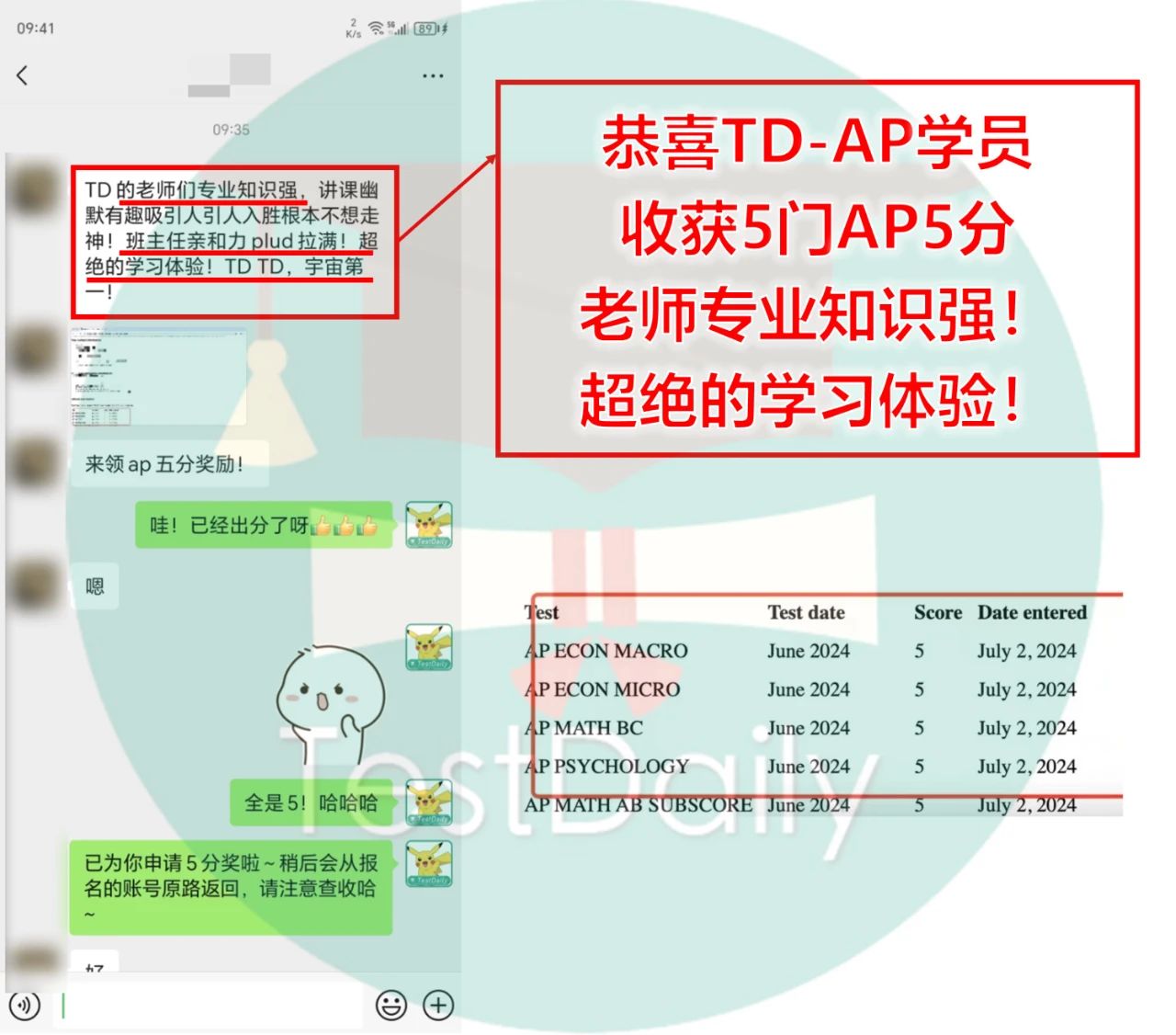 TD AP学员对练习册和逐题讲解的好评