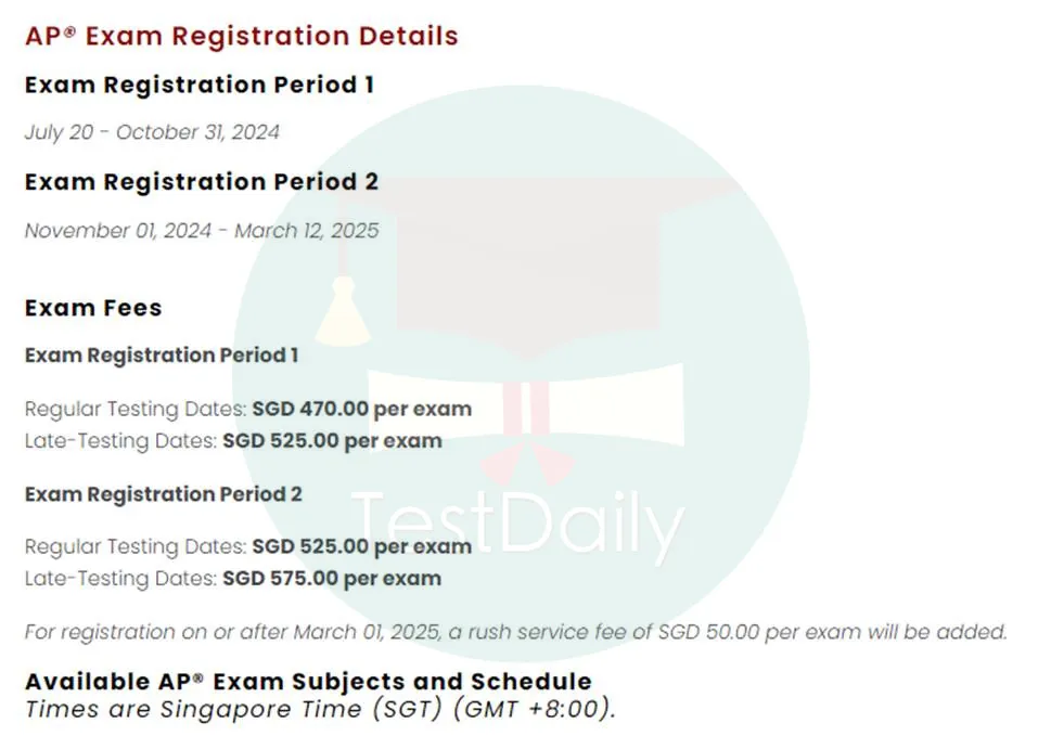 新加坡2025年AP考试第二轮报名时间