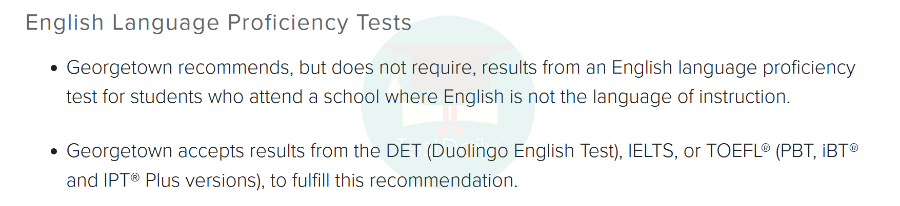 乔治城大学语言成绩要求