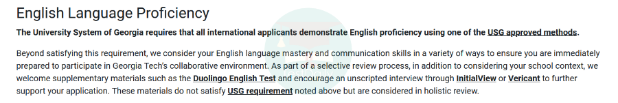 佐治亚理工学院语言成绩要求