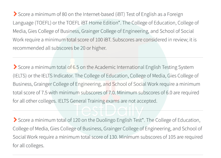 伊利诺伊大学香槟分校语言成绩要求