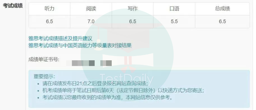 TD雅思学员考试成绩