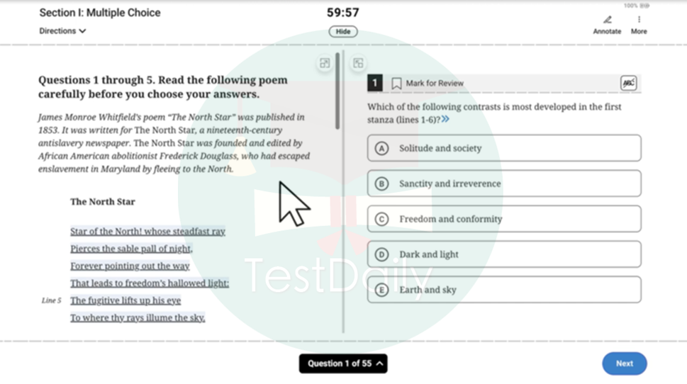 Bluebook考试练习页面