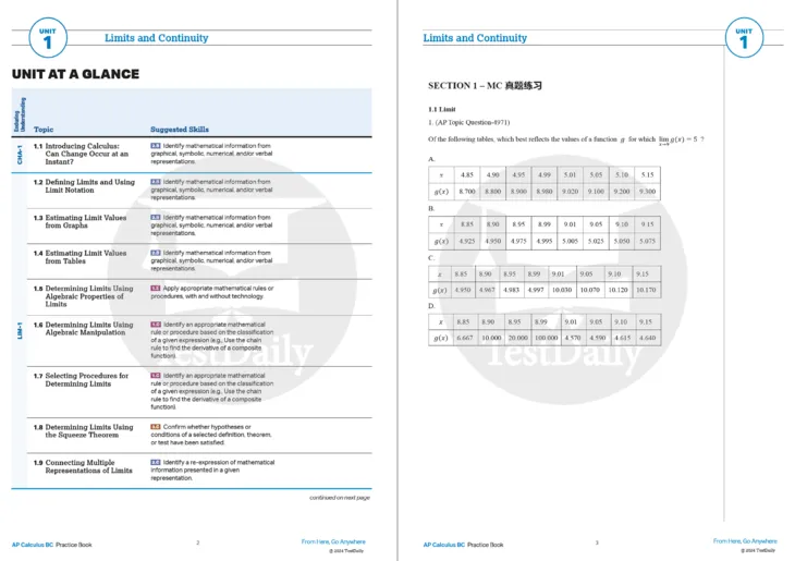 2025版AP练习册内页展示