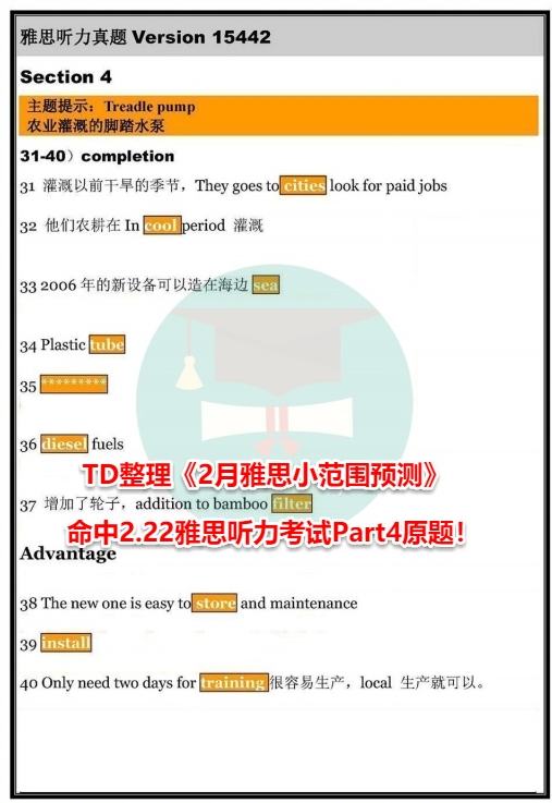 TD命中2.22雅思听力考试Part4原题 TD命中2.22雅思听力考试Part4原题